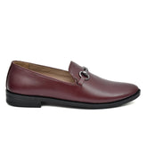 Side view of Cherry Leather Buckled Loafers by Country Maddox.